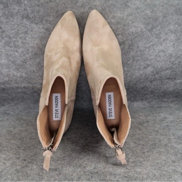 Steve Madden Shoes Womens 9 Bootie Thrived Leather Pointy Toe Block Heel Zip Tan - Picture 5 of 11